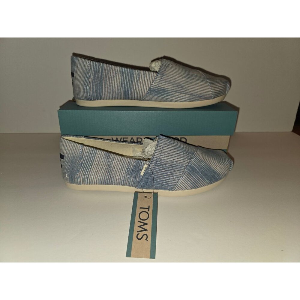 Toms Womens Alpargata Slip-On Shoes Pastel Blue Denim Size 7.5 New With Box